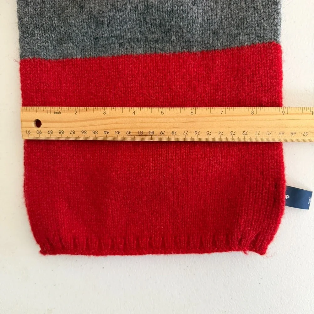 Gap‎ Lambswool Striped Scarf Gray Red Unisex